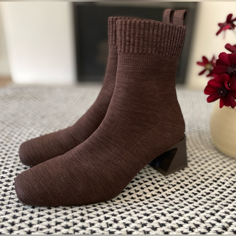 Vivaia Regina Pro Square Toe Block Heel Boots Water Repellent 38 Brown - Picture 4 of 11